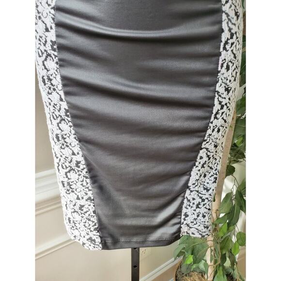 Good Time Women's White Black Rayon Round Neck Long Sleeve Knee Length Dress S - Picture 4 of 10